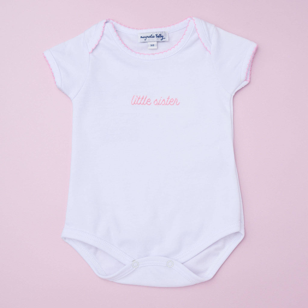 Magnolia Baby - Little Sister Embroidered Short Sleeve Bodysuit