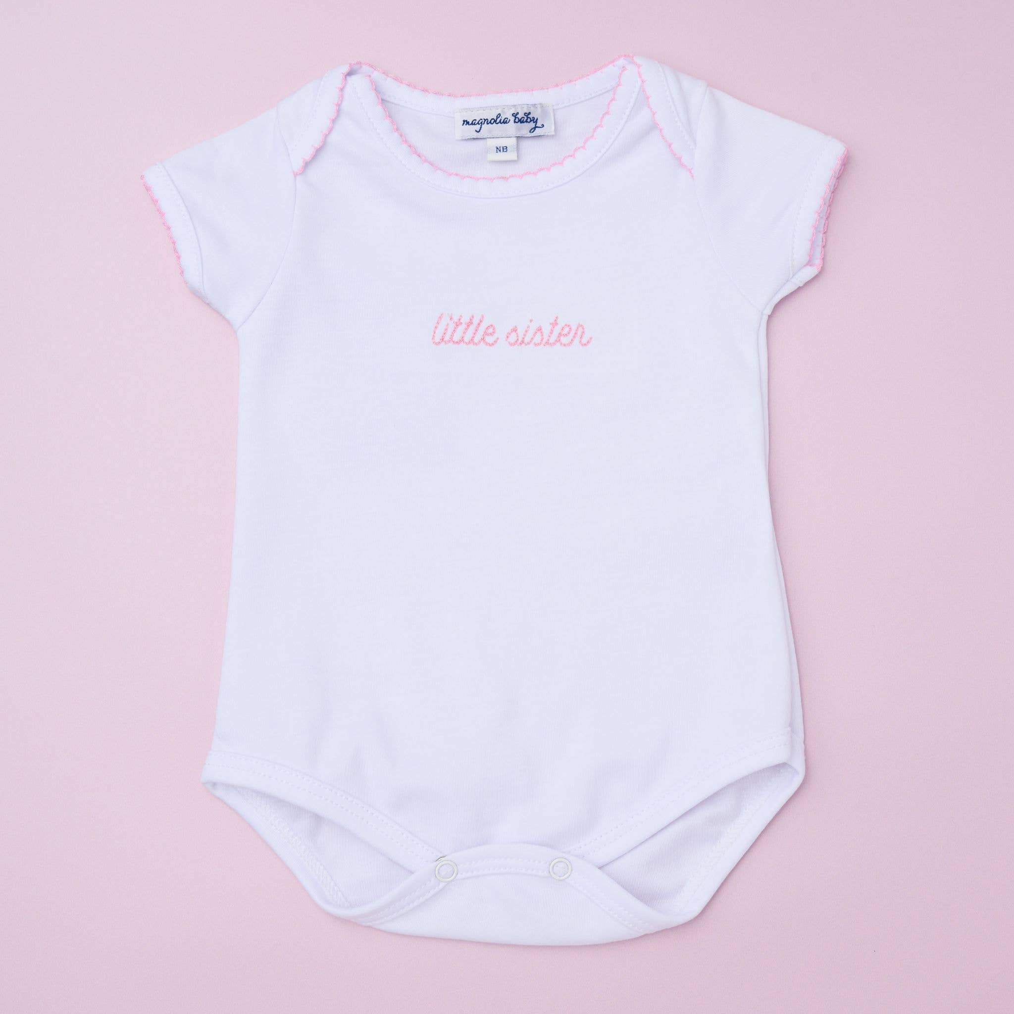 Magnolia Baby - Little Sister Embroidered Short Sleeve Bodysuit