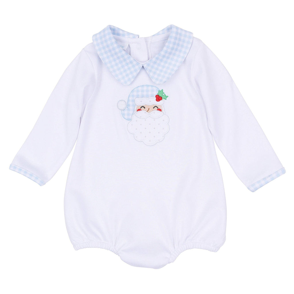Magnolia Baby - Sweet St Nick Applique Collared Bubble - Light Blue