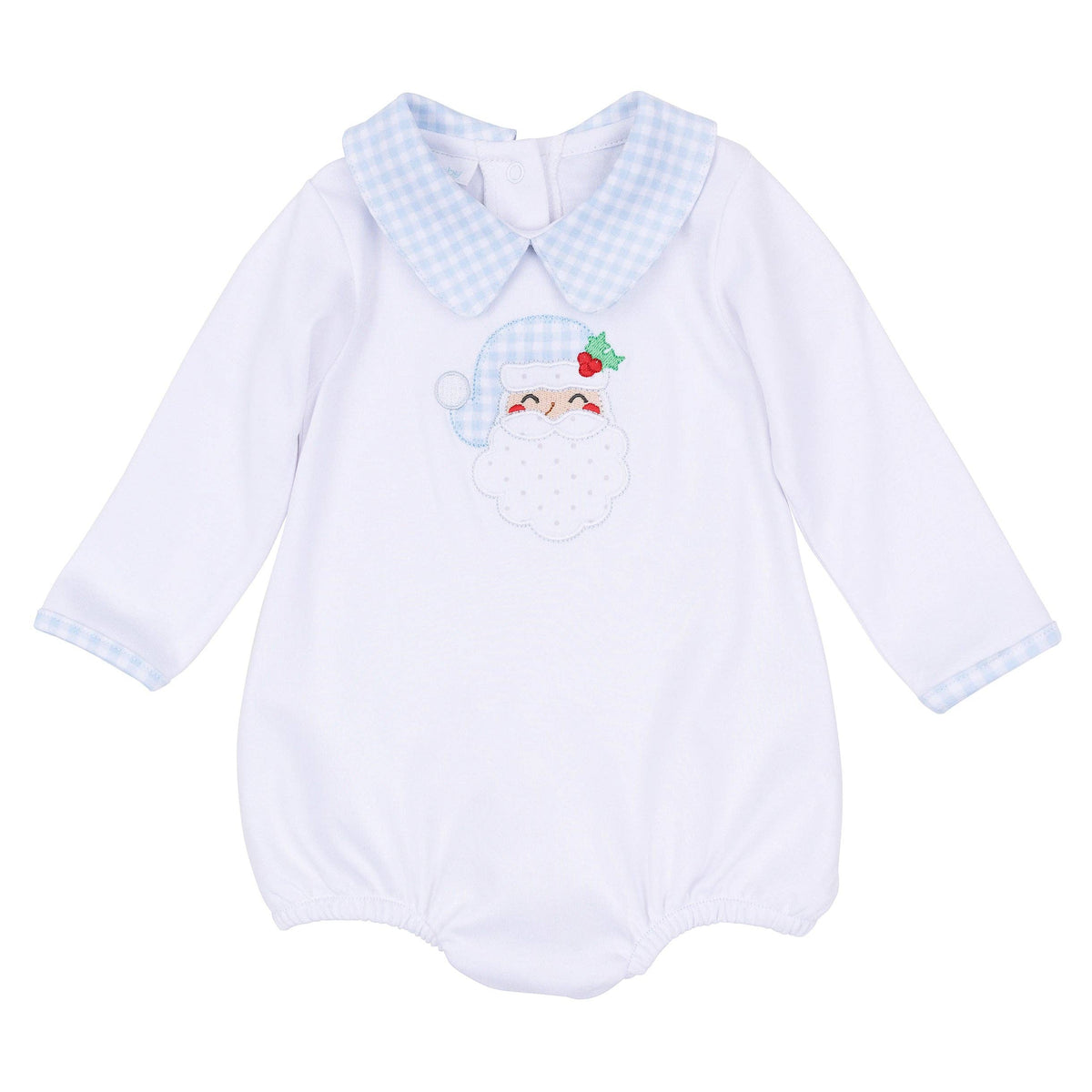 Magnolia Baby - Sweet St Nick Applique Collared Bubble - Light Blue