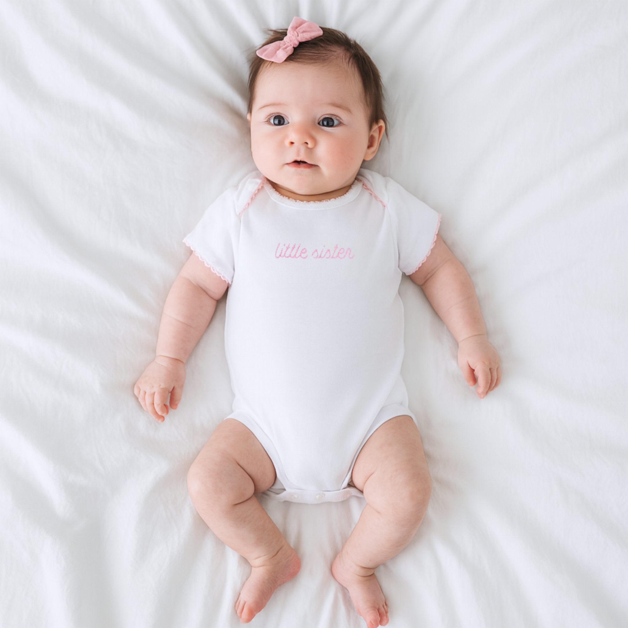 Magnolia Baby - Little Sister Embroidered Short Sleeve Bodysuit