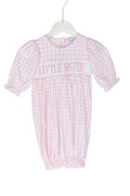 Sweet Tupelo Clothing - Smocked Little Sister Gown in Pink Gingham