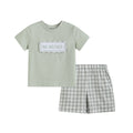 Lil Cactus - Misty Blue Big Brother Smocked Shirt and Shorts Set