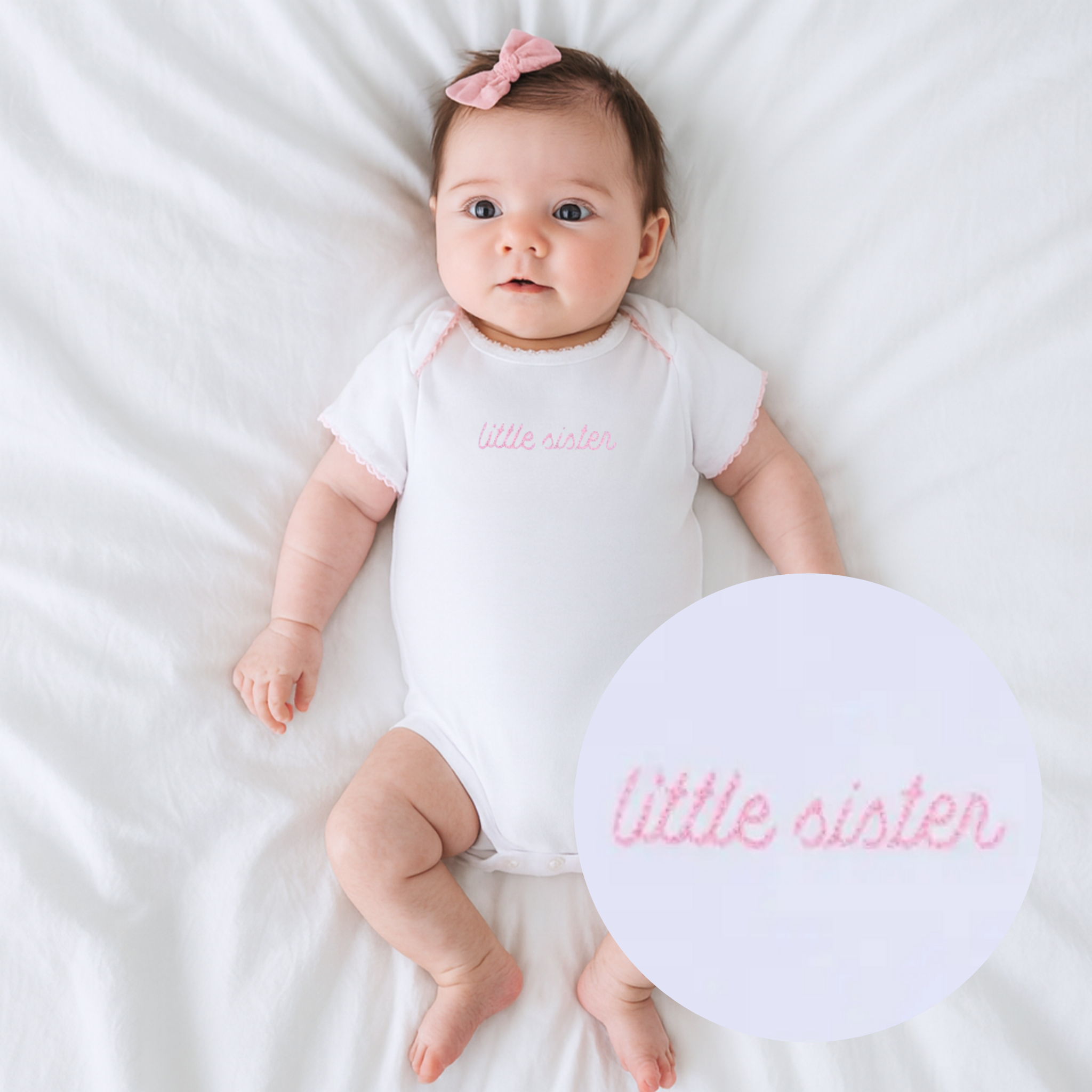 Magnolia Baby - Little Sister Embroidered Short Sleeve Bodysuit