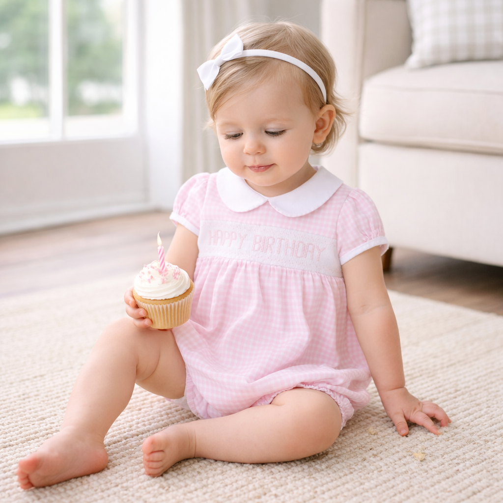 Birthday Classics Smocked Short Sleeve Bubble