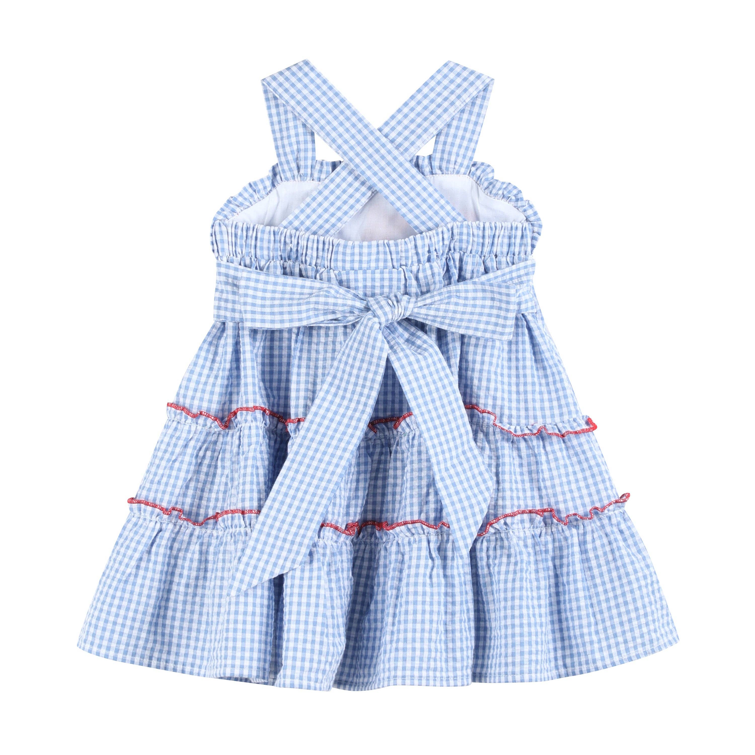 Blue Gingham Crawfish Layered Sundress