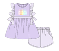 Southern Taters - Colorful Applique Crayons Girl Short Set