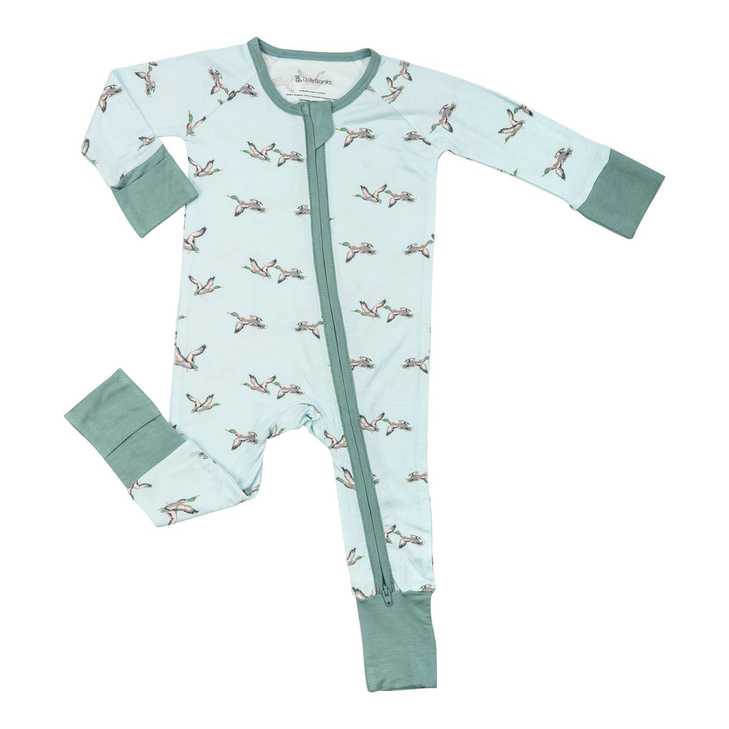 Bamboo Baby Convertible Zipper Pajamas - Mallard Duck