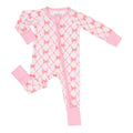Bamboo Baby Convertible Zipper Pajamas - Pink Bow Lattice