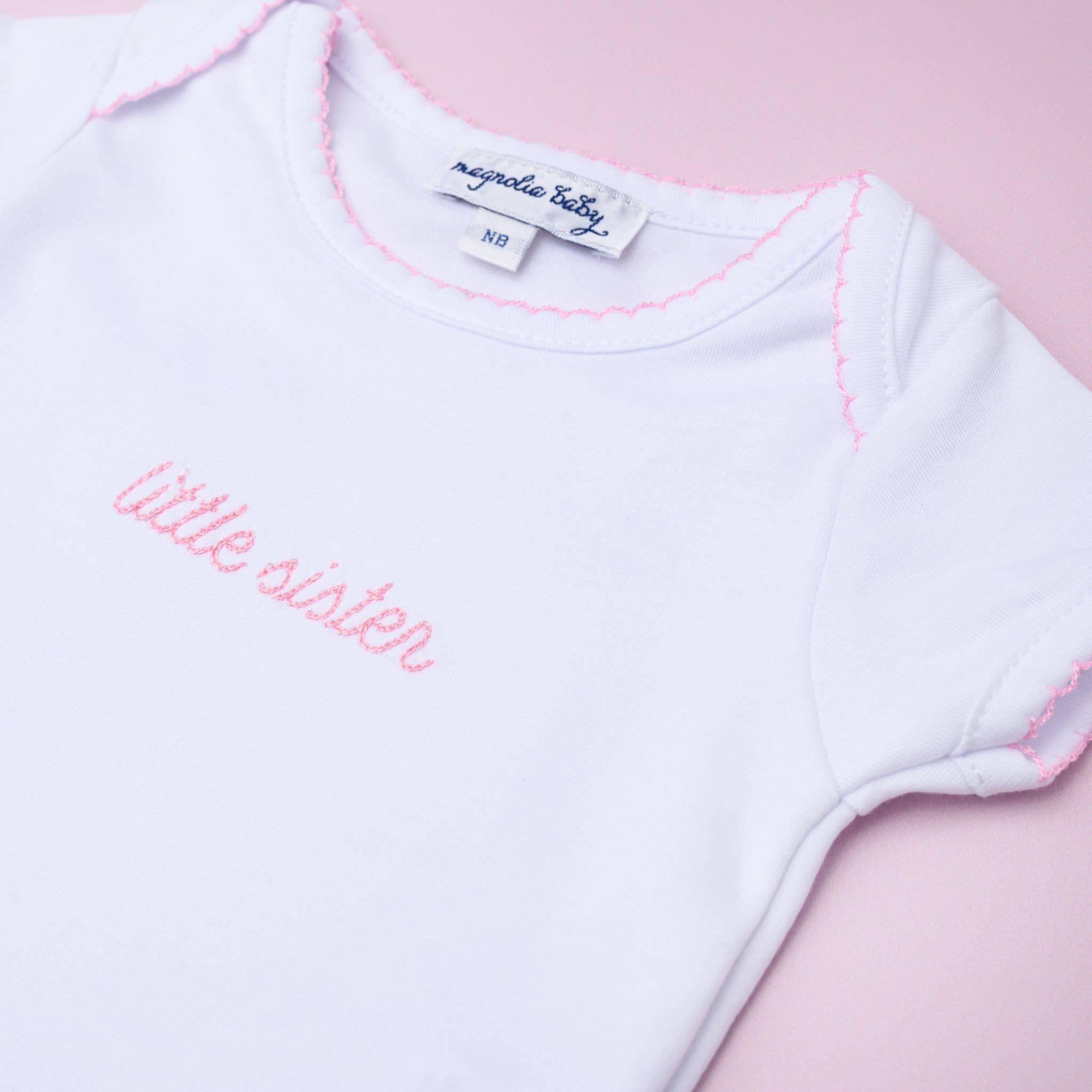 Magnolia Baby - Little Sister Embroidered Short Sleeve Bodysuit