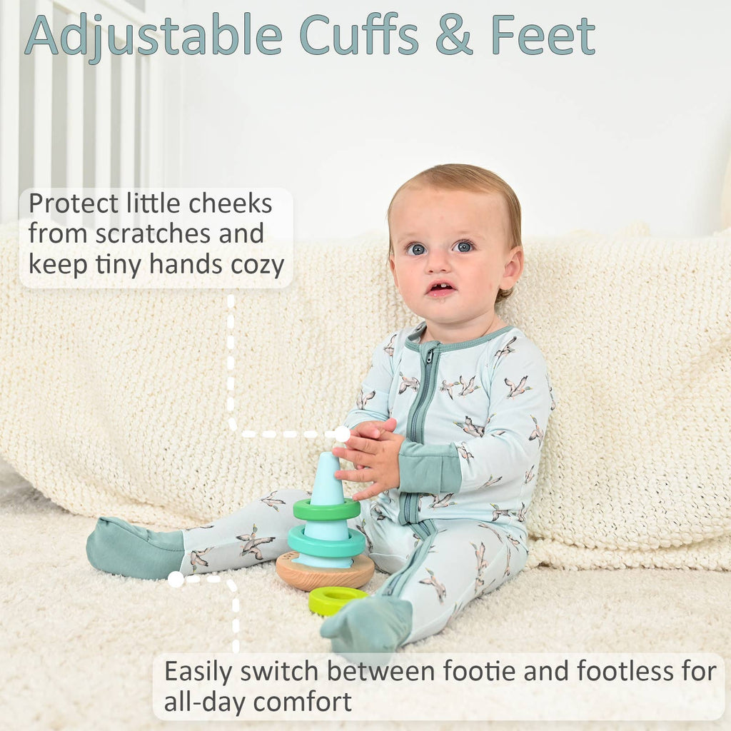 Bamboo Baby Convertible Zipper Pajamas - Mallard Duck