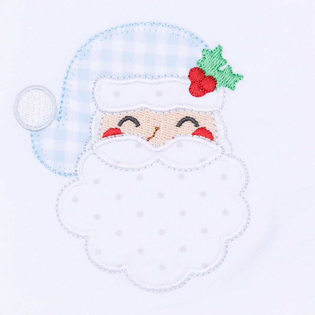 Magnolia Baby - Sweet St Nick Applique Collared Bubble - Light Blue
