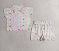 Back to School Bows Zip Scallop Shirt/Shorts Set