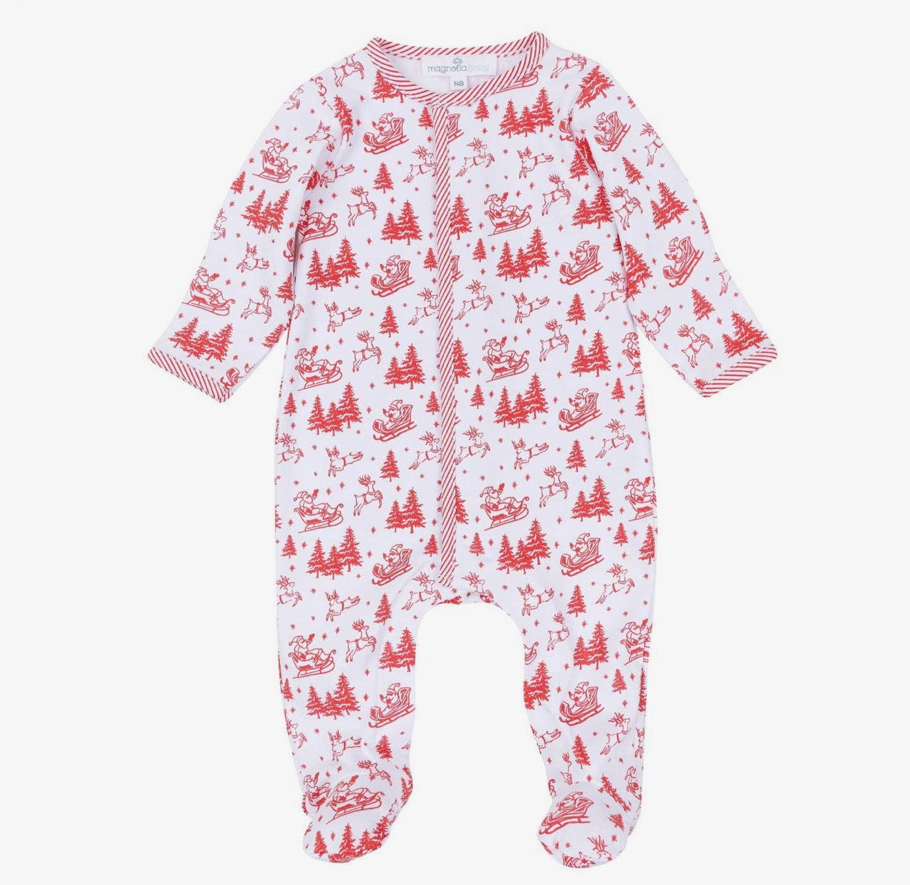 Holiday Toile Footie - Red