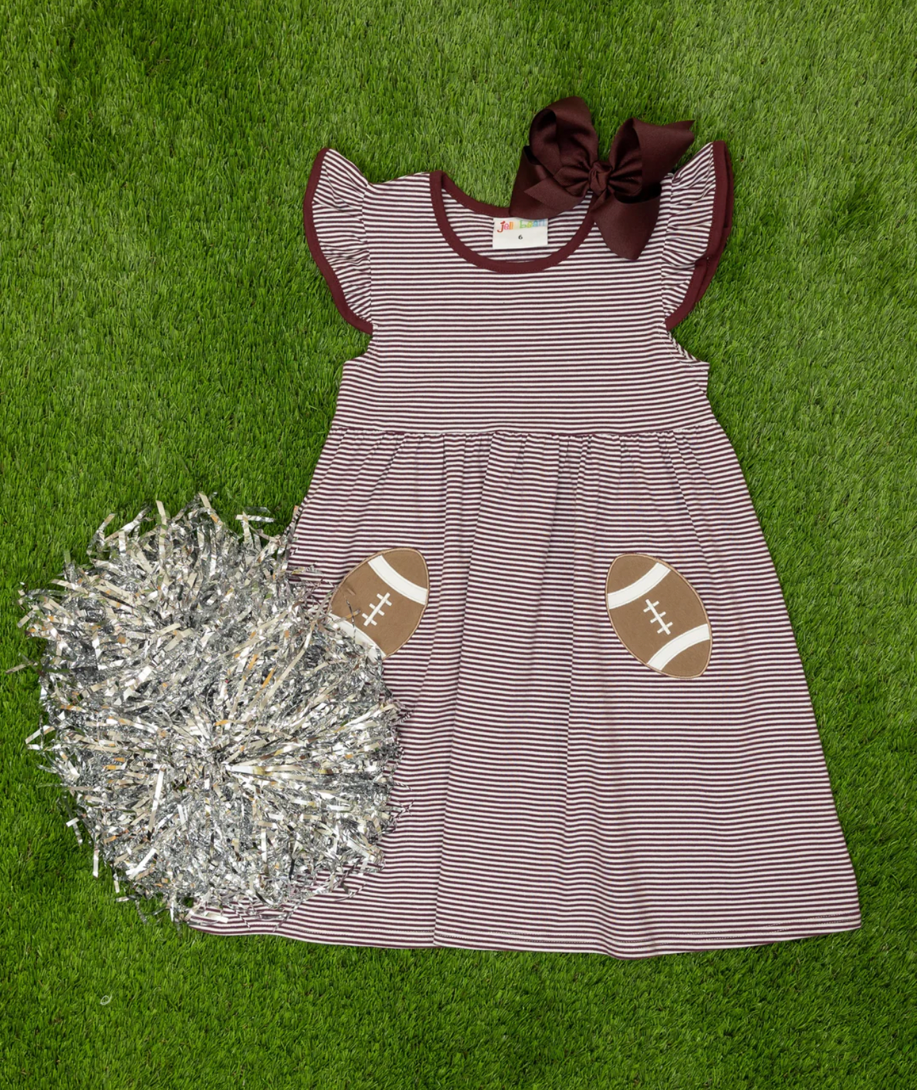 Let’s Cheer! Football Pocket Dress - Maroon Stripe