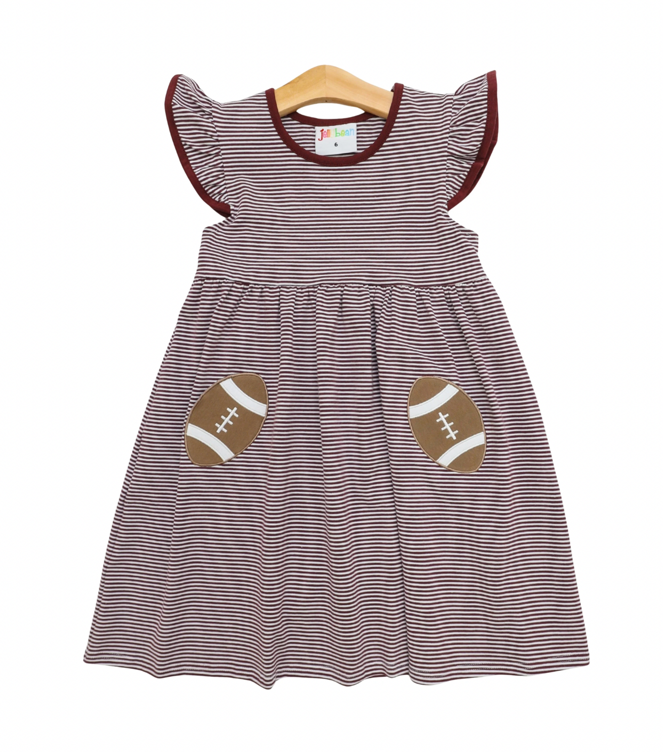 Let’s Cheer! Football Pocket Dress - Maroon Stripe