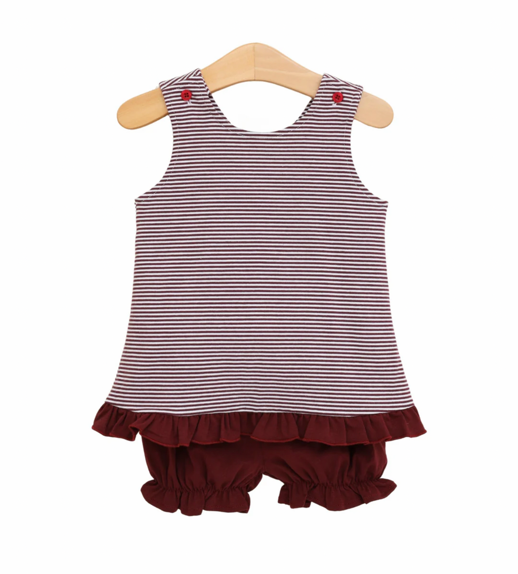 Let’s Cheer! Swing Back Bloomer Set Maroon Stripe