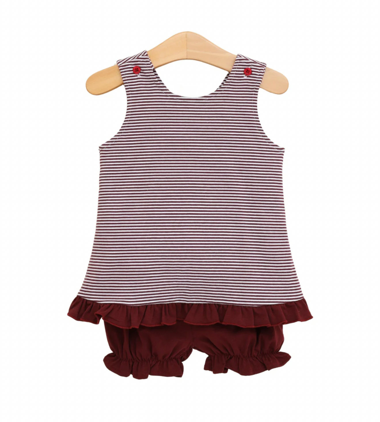 Let’s Cheer! Swing Back Bloomer Set Maroon Stripe