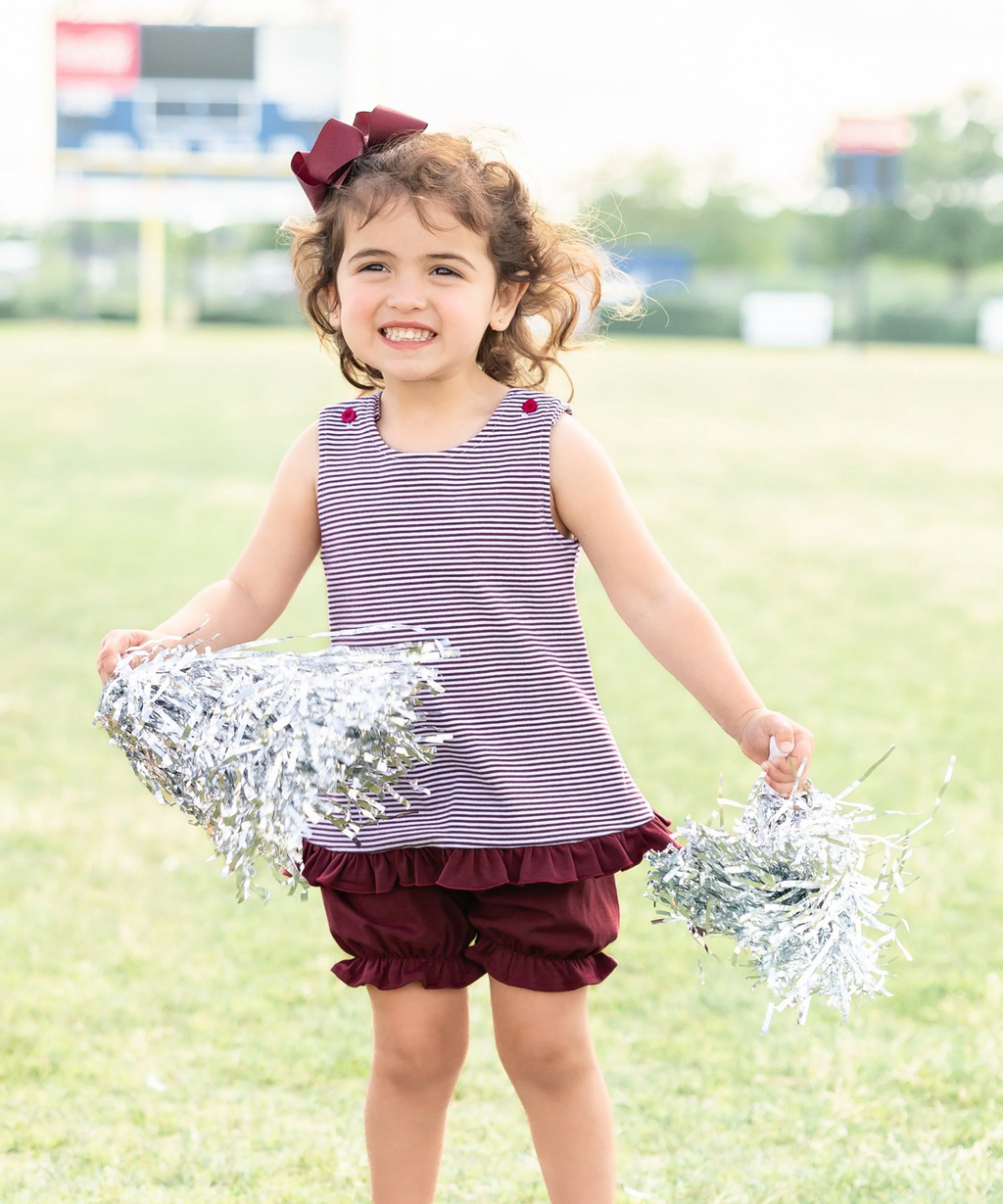 Let’s Cheer! Swing Back Bloomer Set Maroon Stripe