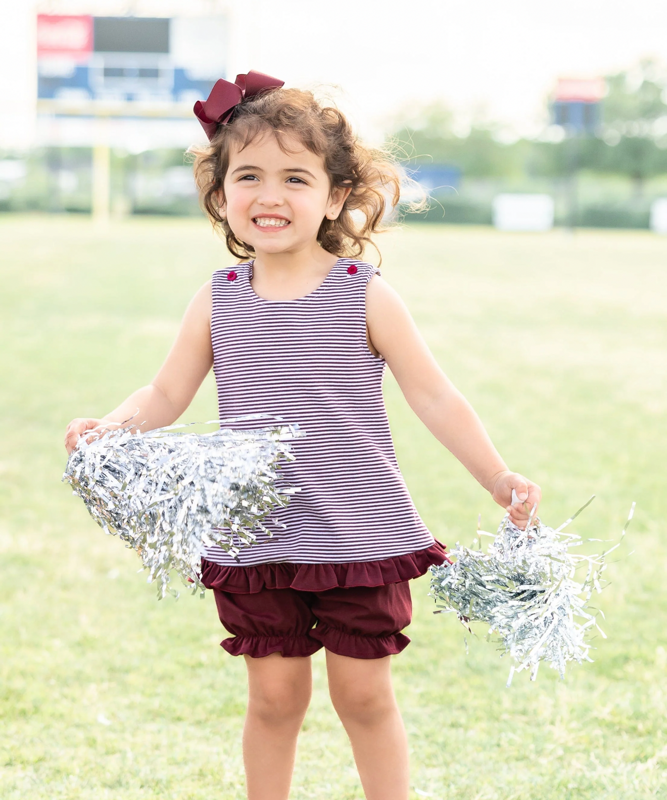 Let’s Cheer! Swing Back Bloomer Set Maroon Stripe
