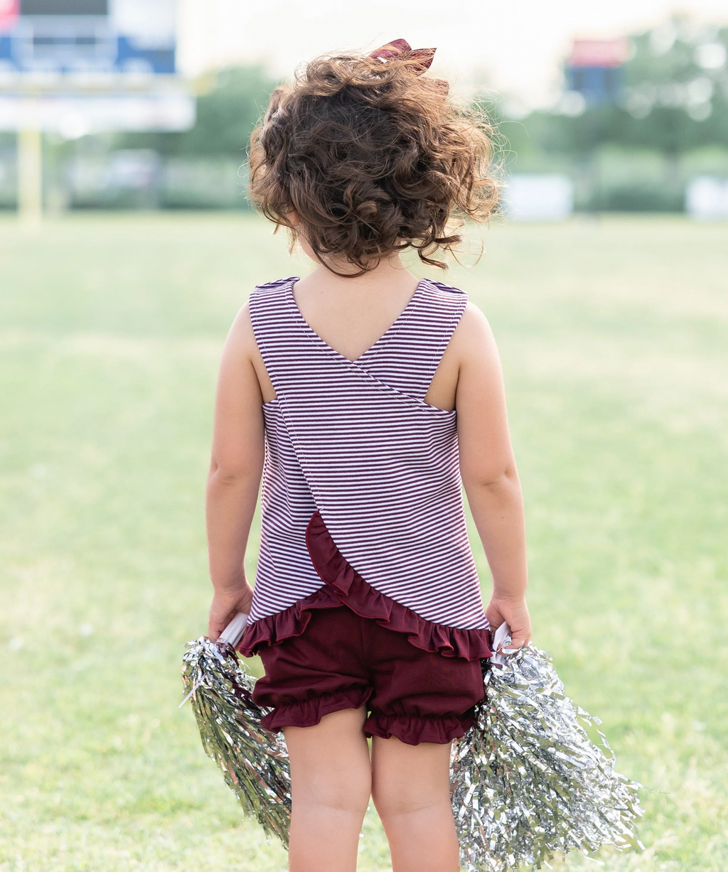 Let’s Cheer! Swing Back Bloomer Set Maroon Stripe