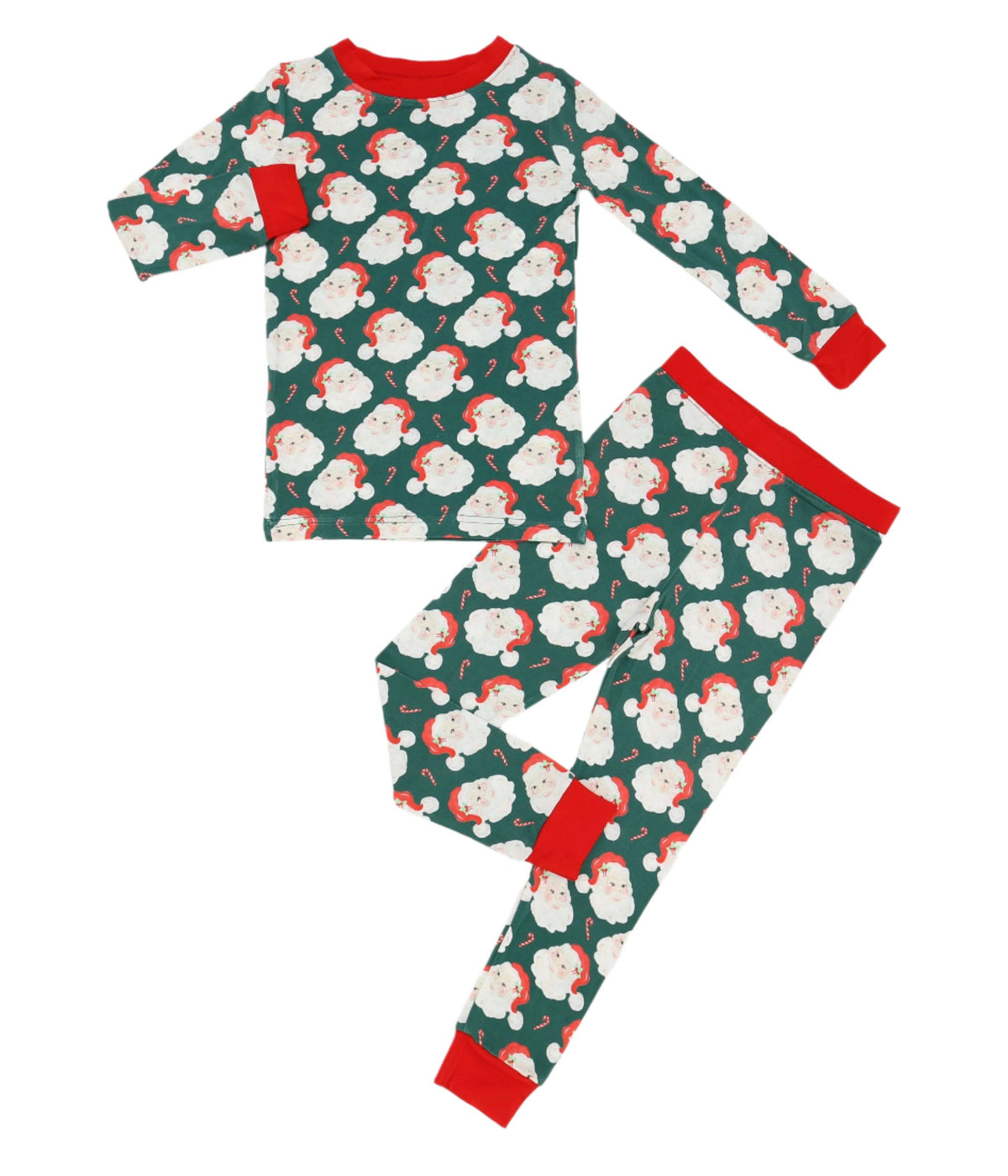 Sweet Tupelo Clothing - Green Santa Two Piece Bamboo Pajama Set