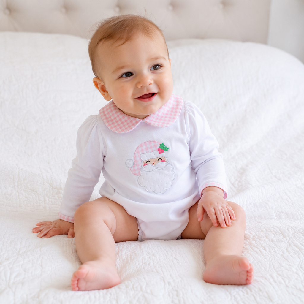 Magnolia Baby - Sweet St Nick Applique Collared Bubble - Pink