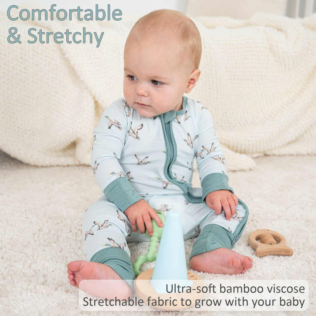Bamboo Baby Convertible Zipper Pajamas - Mallard Duck