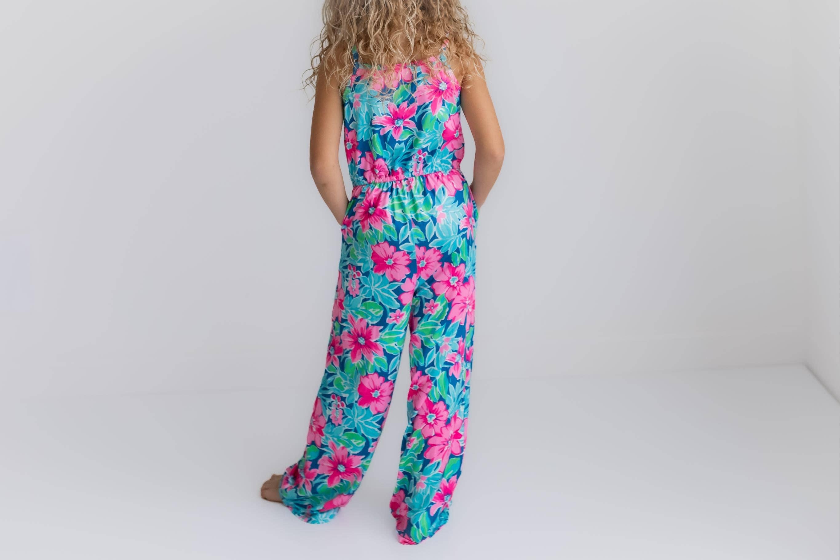 PRE-ORDER Oopsie Daisy - Bright Pink Tropical Jumpsuit With Pockets