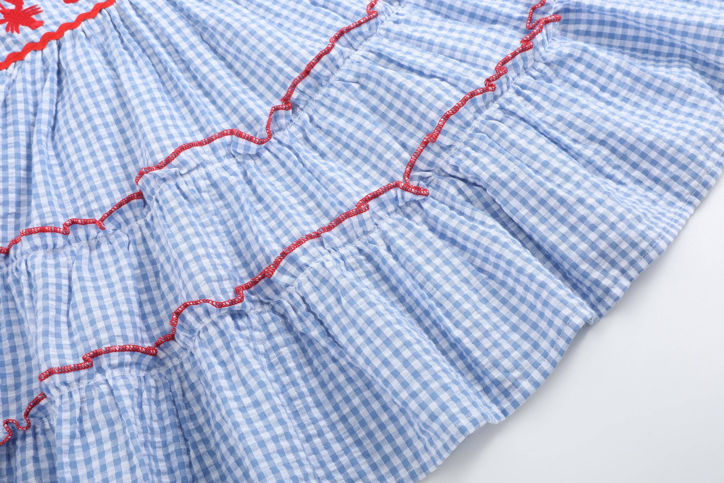 Blue Gingham Crawfish Layered Sundress