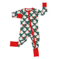 Sweet Tupelo Clothing - Green Classic Santa One Piece Bamboo Pajama