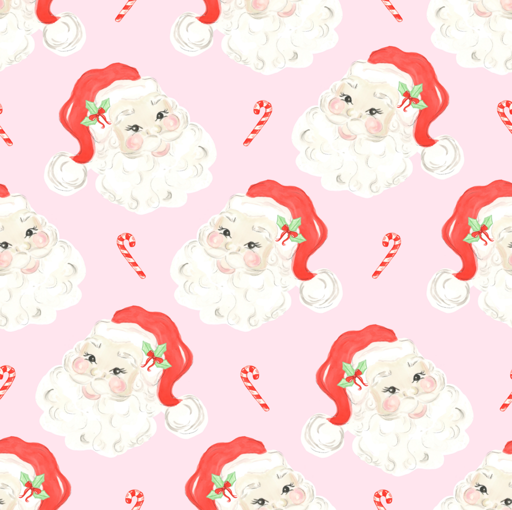 Sweet Tupelo Clothing - Pink Classic Santa One Piece Ruffle Bamboo Pajama