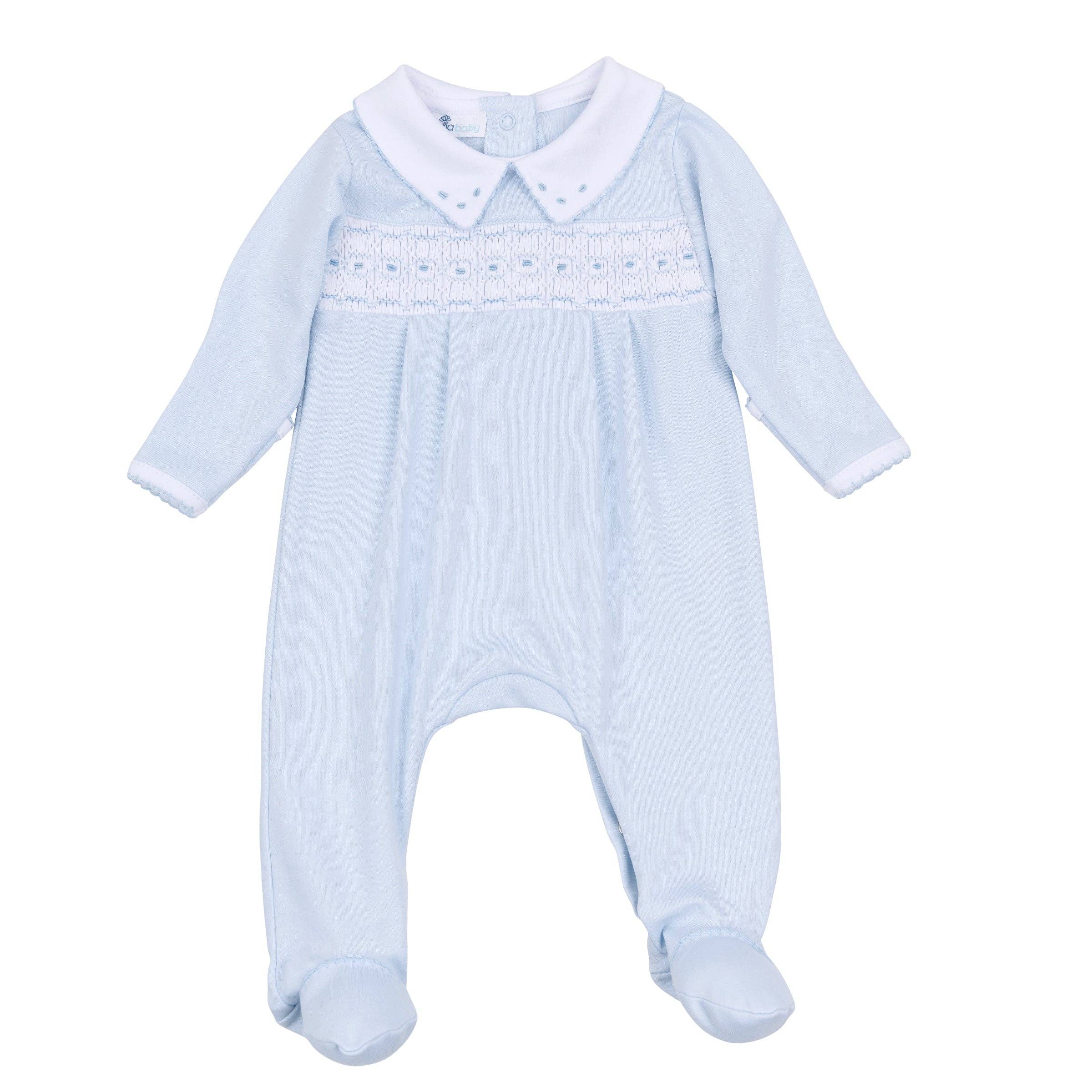 Magnolia Baby - Landry Smocked Footie - Light Blue
