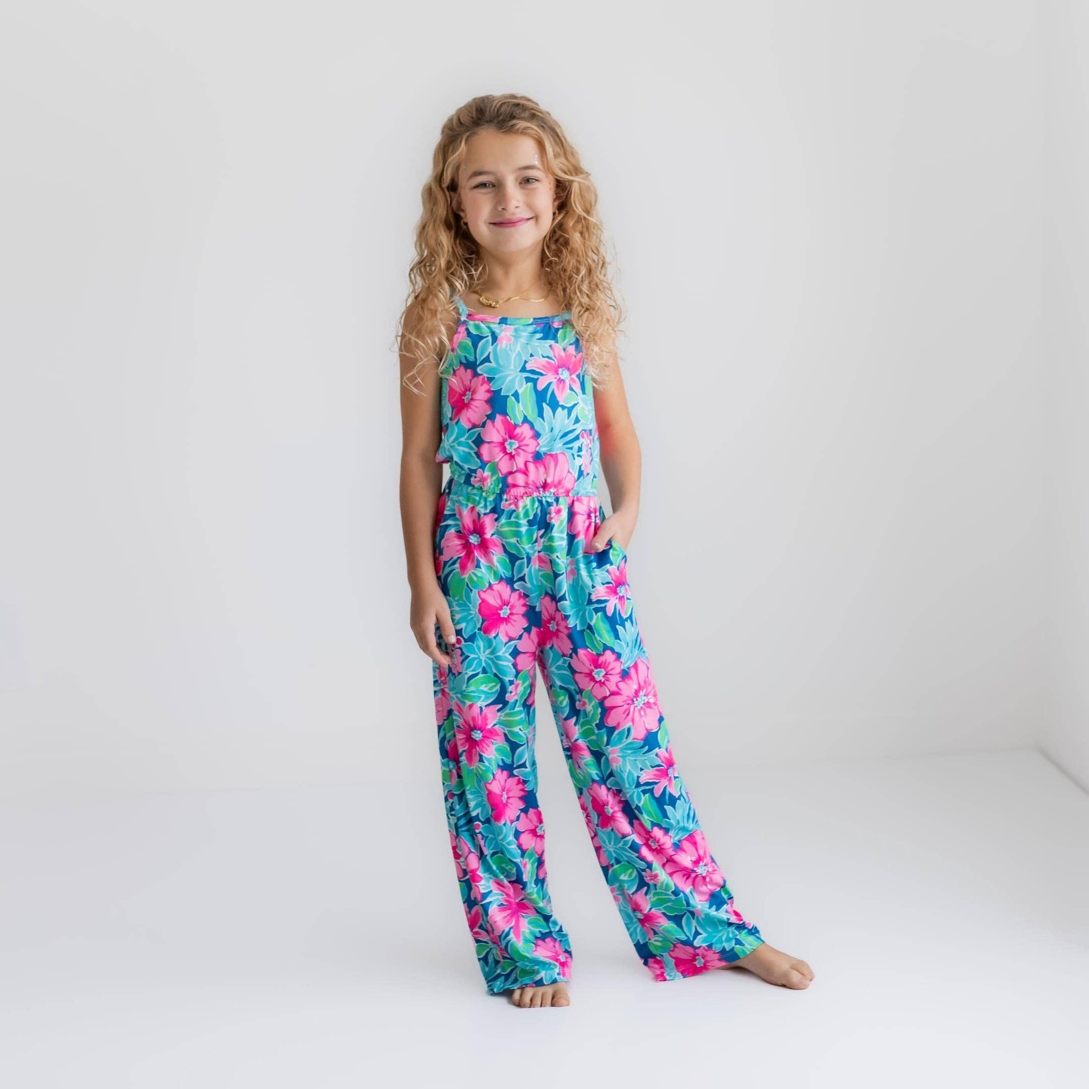 PRE-ORDER Oopsie Daisy - Bright Pink Tropical Jumpsuit With Pockets